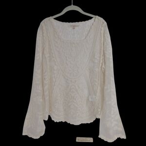 REWIND LACE LONG SLEEVE PULLOVER TOP L/XL NWT IVORY IN COLOR
